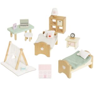 ME061-dolls-house-furniture-daisylane-childrens-bedroom-play-set-beds-dollhouse-pink-white-wooden-toy-stem-gift (6)
