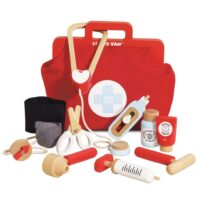TV292-doctors-medical-bag-case-set-wooden-roleplay-pretend-vintage-toy-kids-boy-girl-red-wood-deluxe-gift NEW (1)