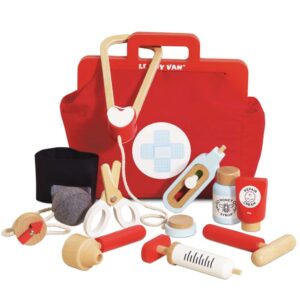 TV292-doctors-medical-bag-case-set-wooden-roleplay-pretend-vintage-toy-kids-boy-girl-red-wood-deluxe-gift NEW (1)