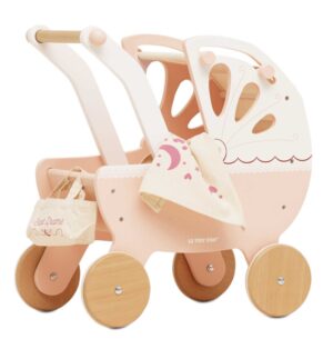 TV322-sweet-dream-pink-white-wood-baby-pram-stroller-pushchair-wooden-toy-doll-roleplay-gift-eco-NEW (8)