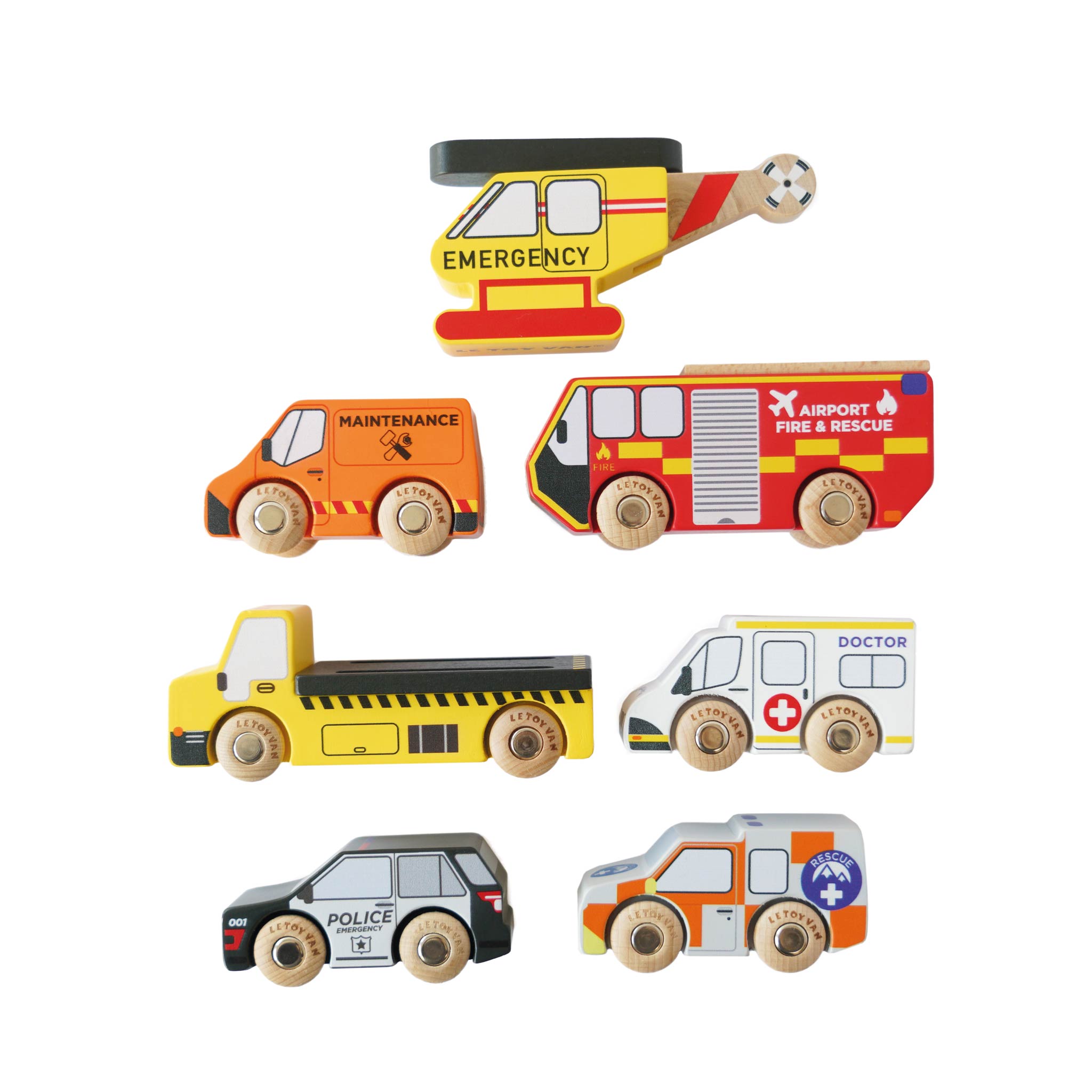 TV446-emergency-helicopter-rescue-car-maintenance-fire-engine--boy-girl-gift-yellow-wood-red-orange-wooden toy (6)